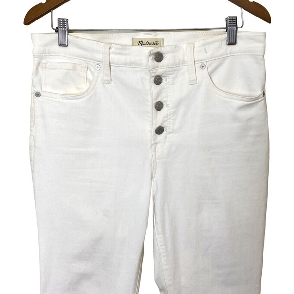 MADEWELL 9" Mid-Rise Skinny in Pure White Distressed Jeans - Picture 6 of 14